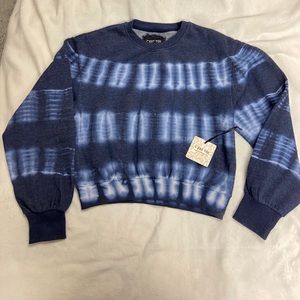 BOGO FREE; blue tie dye crop sweatshirt NWT